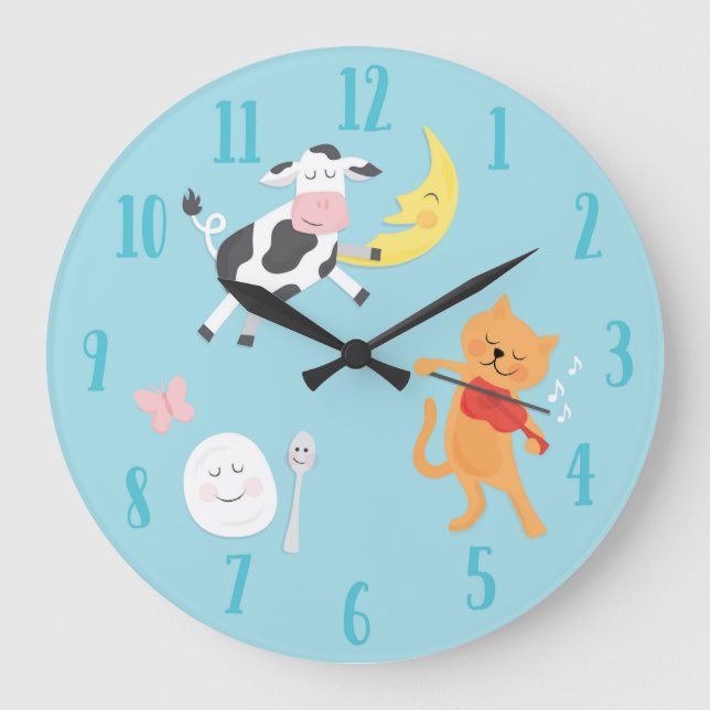 Relógio Grande Diddle Diddle Nursery Rhyme Children's Clock (Frente)