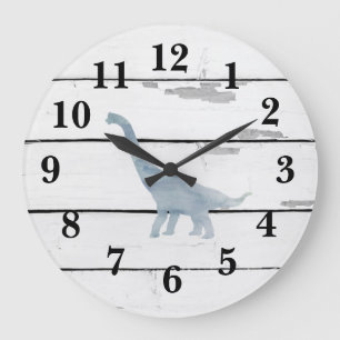Relógio Grande Dinosaur Brachiosaurus Decor Rustic Shiplap Large