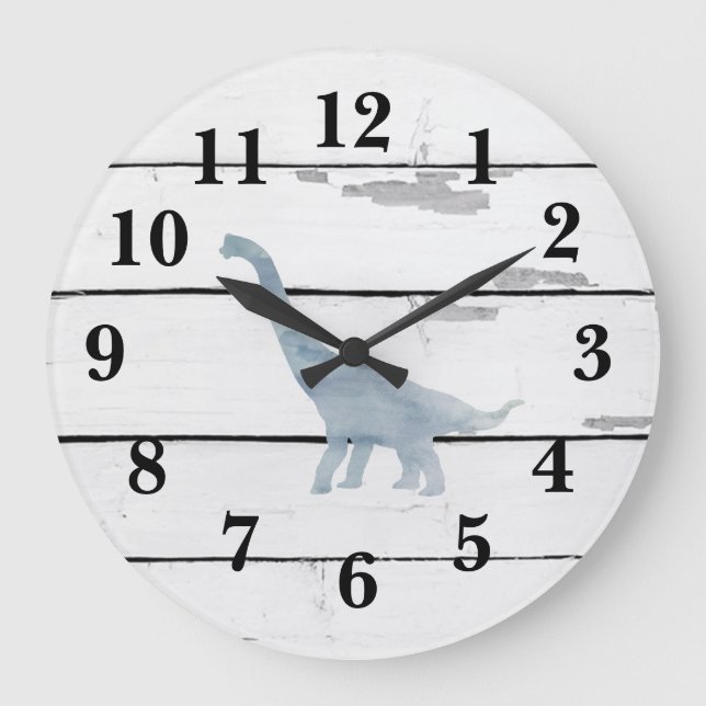Relógio Grande Dinosaur Brachiosaurus Decor Rustic Shiplap Large  (Frente)