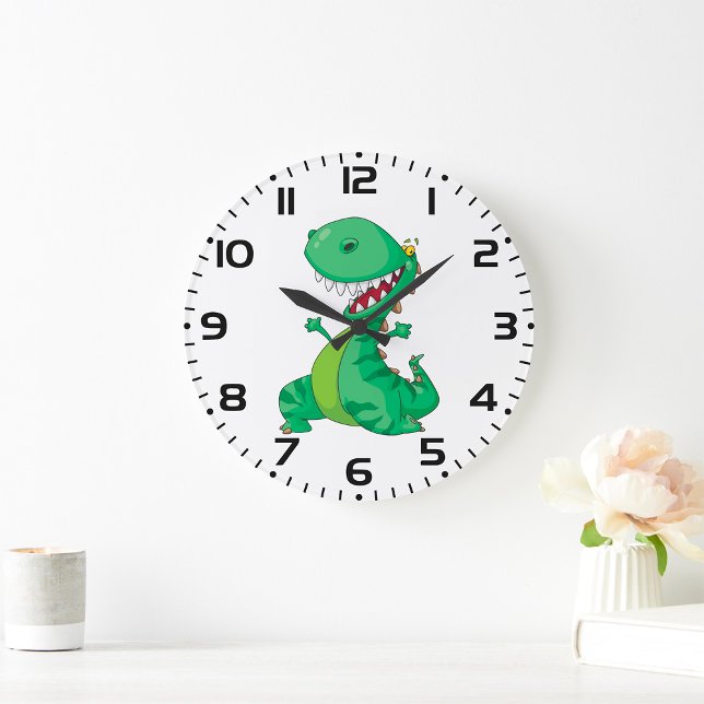 Relógio Grande Dinosaur Cartoon Engraçado Rugindo T-Rex (Criador carregado)