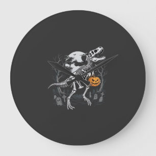 Relógio Grande Dinosaur Esqueleto Halloween Abóbora Cemitério Des
