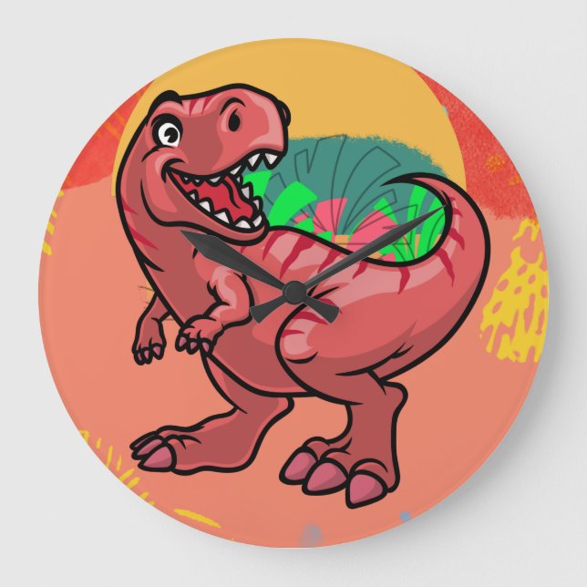 Relógio Grande Dinossauro da Floresta Bebê Feliz (Frente)