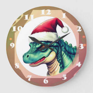Relógio Grande Dinossauro papai noel