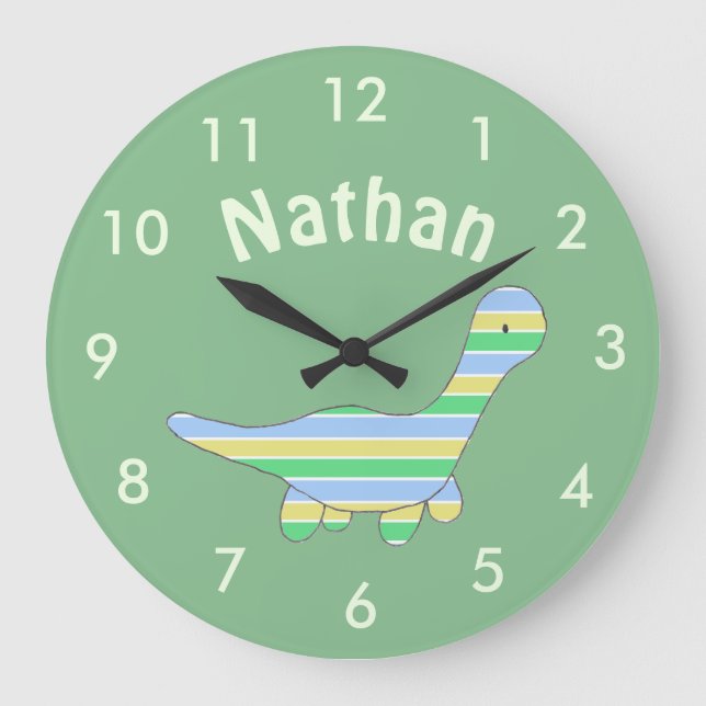 Relógio Grande Dinossauro Stripy (Frente)