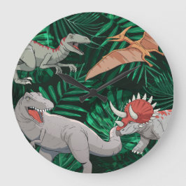 Relógio Grande Dinossauros Crianças Dino Jurassic Trex Boy Bedroo