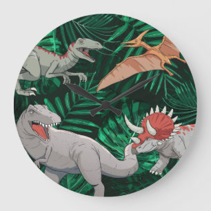 Relógio Grande Dinossauros Crianças Dino Jurassic Trex Boy Bedroo