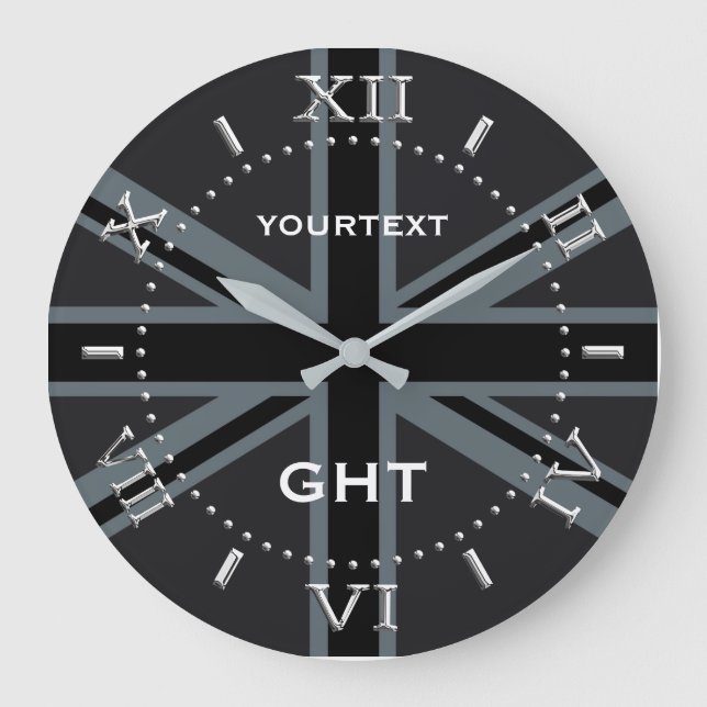 Relógio Grande Discagem de Bandeira Britânica Jack Black Union Pe (Frente)