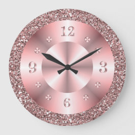 Relógio Grande Dissipador de brilho Dourado com Rosa de tendência