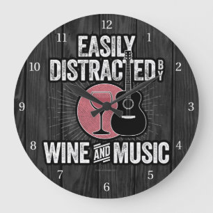 Relógio Grande Distração fácil por vinho e música