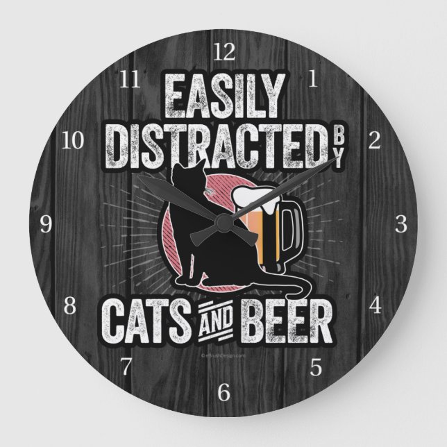 Relógio Grande Distraído facilmente por gatos e cervejas de grand (Frente)