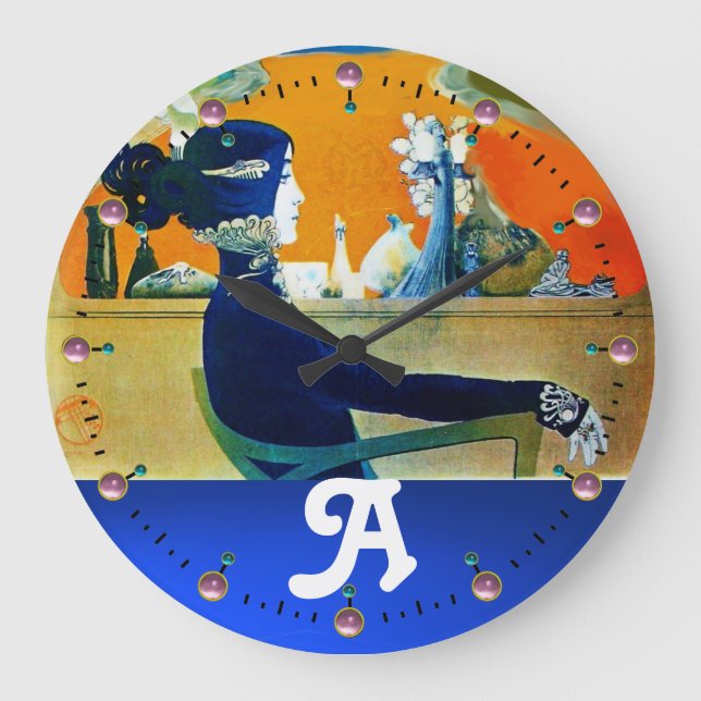 RELÓGIO GRANDE DIVA EM AZUL, MONOGRAMA DE FASHION BELEZA (Frente)