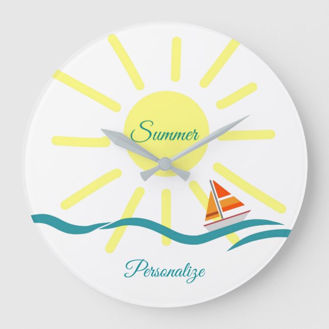 Relógio Grande Diversão de Verão, Sunshine Sailing Personalizar (Frente)