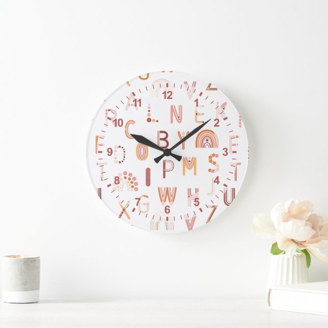 Relógio Grande Diversão do Rainbow Alphabet Pattern (Lar)