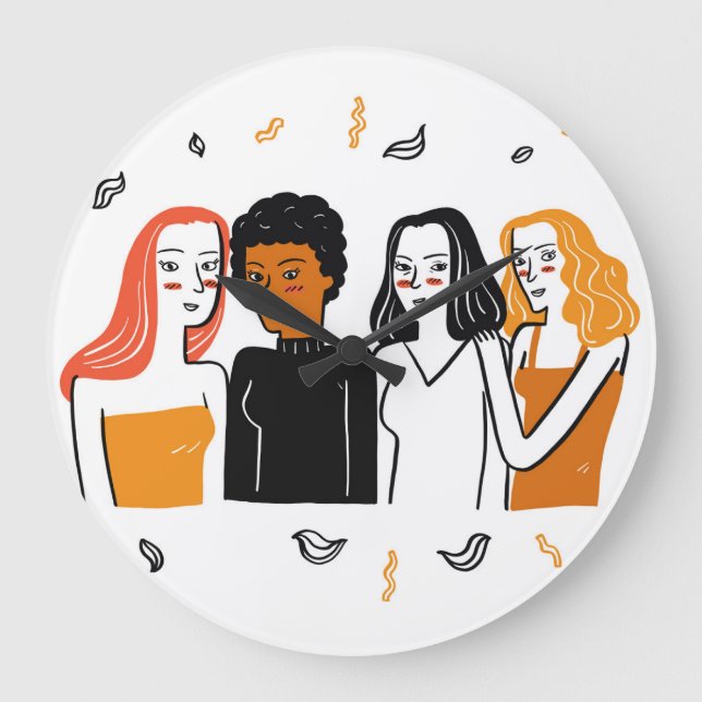 Relógio Grande Diversas garotas, várias nacionalidades juntas. (Frente)