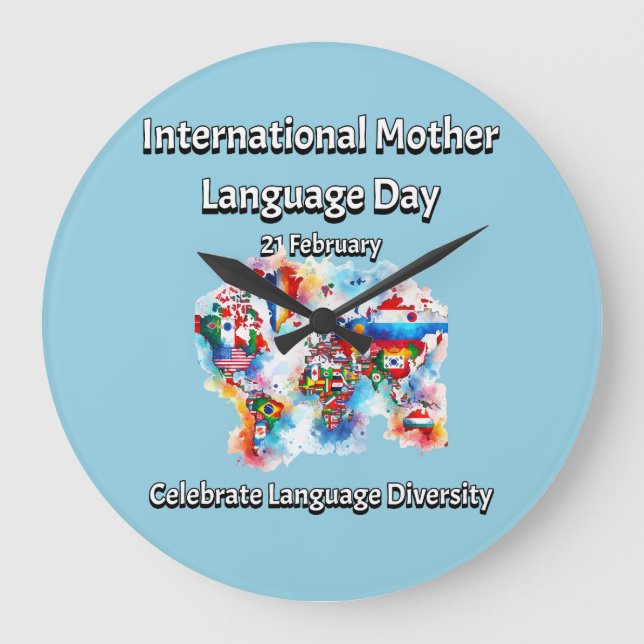 Relógio Grande Diversidade linguística. Língua materna internacio (Frente)