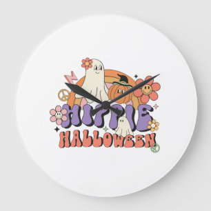 Relógio Grande Divertidos Desenhos de Halloween Hippie Halloween