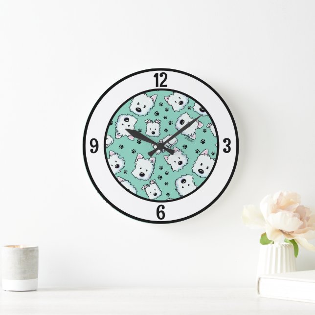 Relógio Grande do KiniArt Westie (Lar)