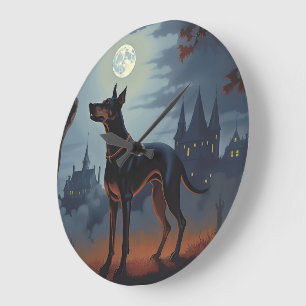 Relógio Grande Doberman Halloween Assustador