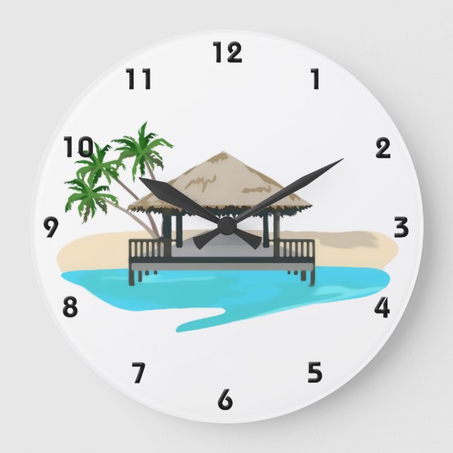 Relógio Grande Doca tropical da boa vinda da ilha (Frente)