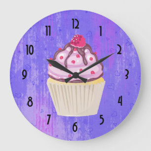Relógio Grande Doce Cupcake com Framboesa no Topo