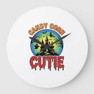 Relógio Grande Doce Cute de Milho Design de Castelo de Halloween 