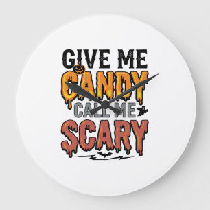 Relógio Grande Doce de Halloween Me Dê Doce Me Ligue Assustador_1