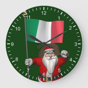Relógio Grande Doce Papai Noel Com Bandeira Da Itália