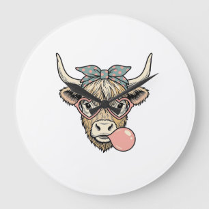 Relógio Grande Doce Vaca das Terras Altas Chiclete Design Vetoria