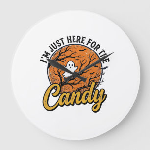 Relógio Grande Doces de Halloween Fantasma Design Vetorial Vintag