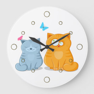 Relógio Grande Dois Gatinhos Wall Clock