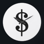 Relógio Grande Dollar Sign | Simple Modern Alphabet<br><div class="desc">Black dollar sign in classic style on white background.
Click on the "customize it" button to personalize the design by choosing whatever color you like and even add your own text.
Matching items are also available in store.</div>