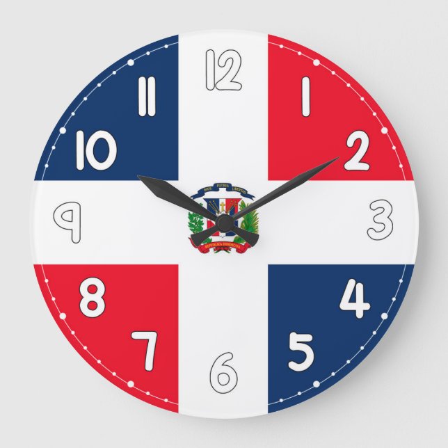 Relógio Grande Dominican Republic Flag Wall Clock – Patriotic Hom (Frente)