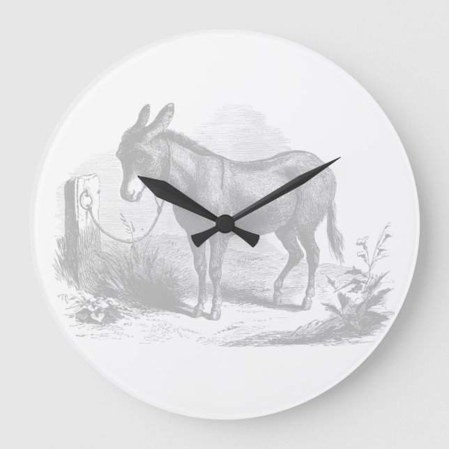 Relógio Grande Donkey Sketch Wall Clock (Frente)
