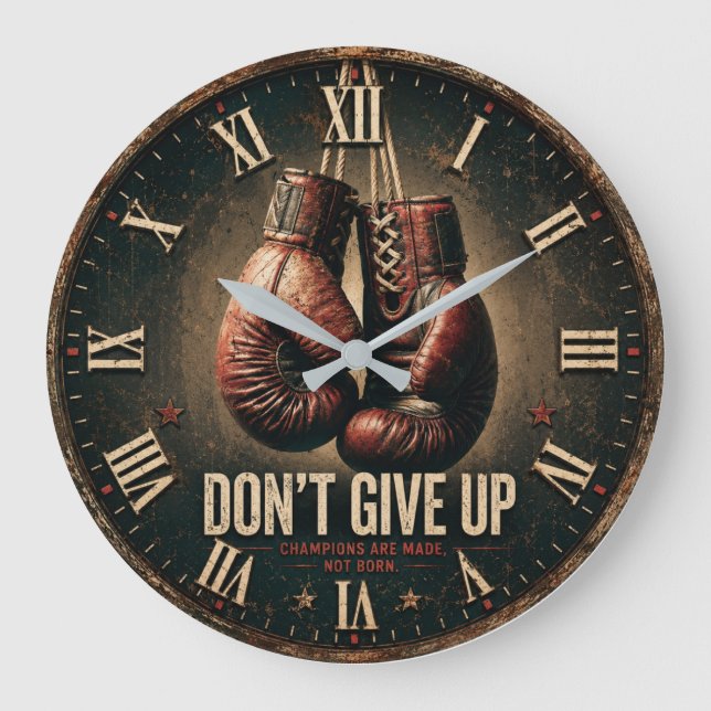 Relógio Grande Don't Give Up Boxing Gloves (Frente)