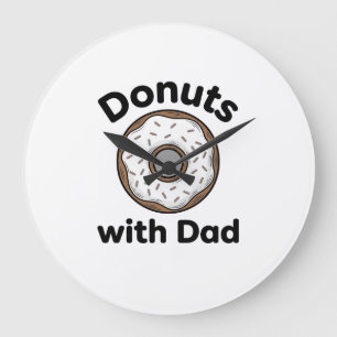 Relógio Grande Donuts Com o Papai Camisa de Donut Vintage Design_