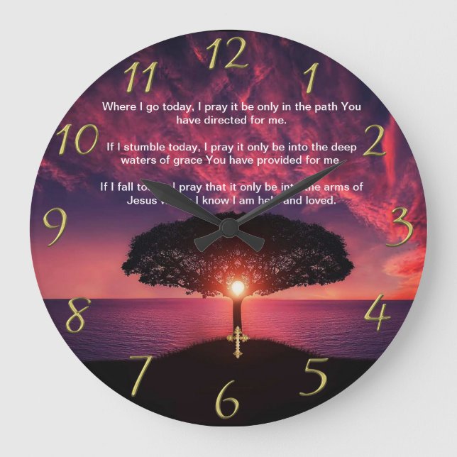 Relógio Grande Dourada Faith Cristã cruza com Onde vou hoje. (Frente)