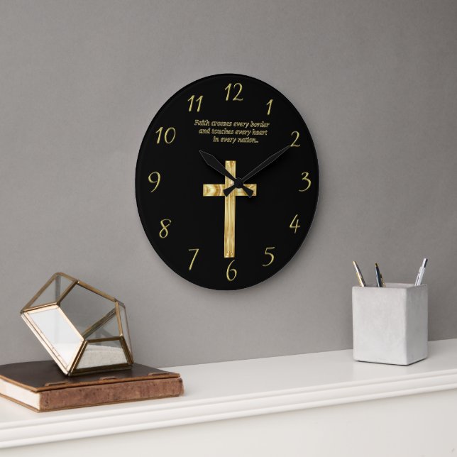 Relógio Grande Dourado Christian Faith cruzou com o engraçado dit (Escritório)