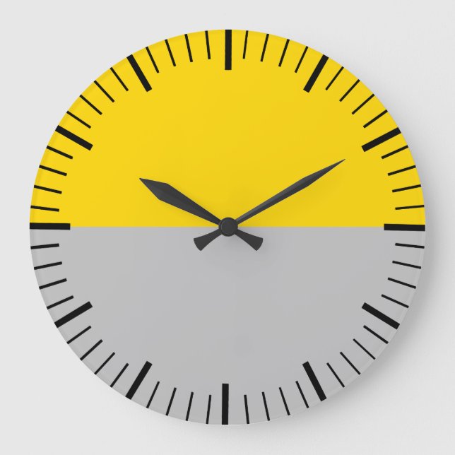 Relógio Grande Dourado moderno e Cinza sem números (Frente)