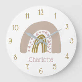 Relógio Grande Dourado Rosa Arco-Íris Personalizado