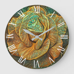 Relógio Grande Dourado Sonho de Arte Rosa Moderno Verde Único