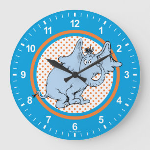 Relógio Grande Dr. Seuss Horton Ouve Um Quem Pontos Polka Laranja