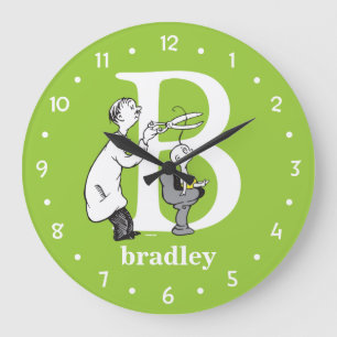 Relógio Grande Dr. Seuss's ABC: Letter B - White Add Your Name