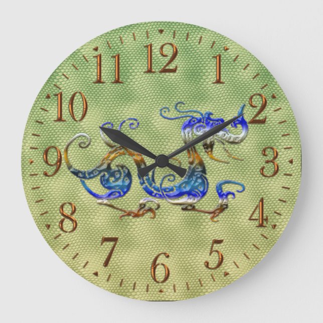 Relógio Grande Dragão Chinês Fantasia Art Designer Gift Clock (Frente)