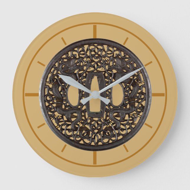 Relógio Grande Dragões antigos da guarda de espada do samurai (Frente)