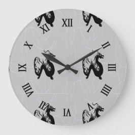 Relógio Grande Dragões negros na cinza