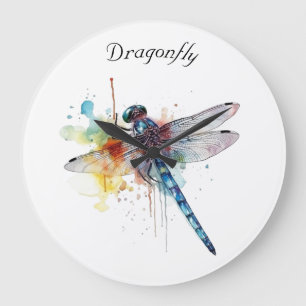 Relógio Grande Dragonfly Colorida personalizável