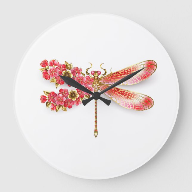 Relógio Grande Dragonfly com joalheria sakura (Frente)
