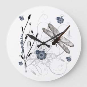 Relógio Grande Dragonfly Love Wall Clock