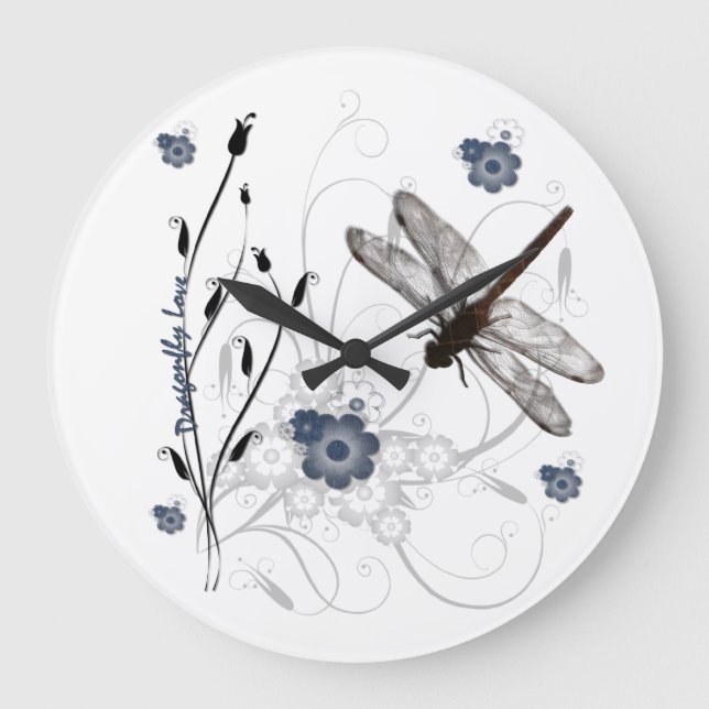 Relógio Grande Dragonfly Love Wall Clock (Frente)