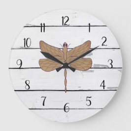 Relógio Grande Dragonfly Rustic Shiplap Farmhouse Decor